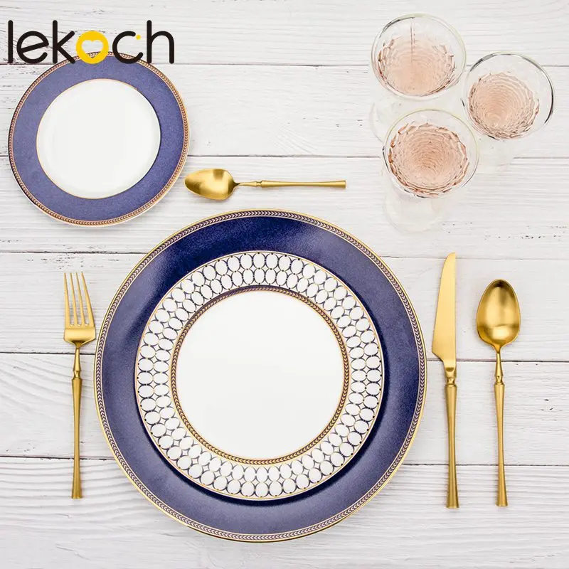 LEKOCH Золотой набор столовых приборов столовые приборы из нержавеющей стали высококлассный обеденный кухонный набор посуды вилка ложка нож переносные продукты