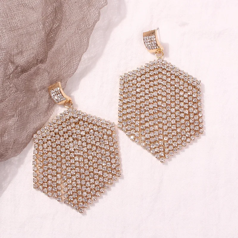 Европейские и американские аксессуары длинные серьги с кисточками цирконием