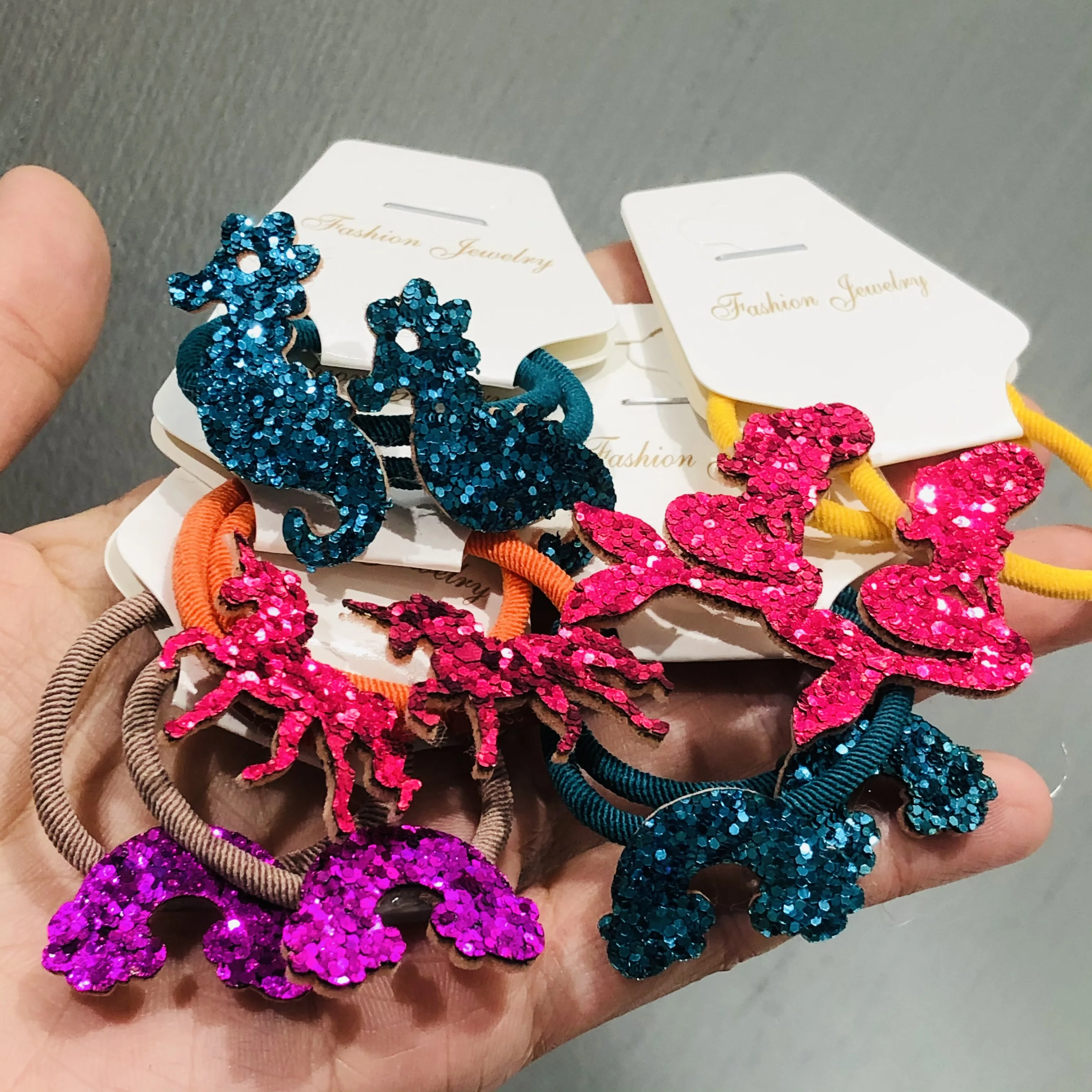 Детские блестящие эластичные резинки для волос с единорогом лошадью 2 шт.