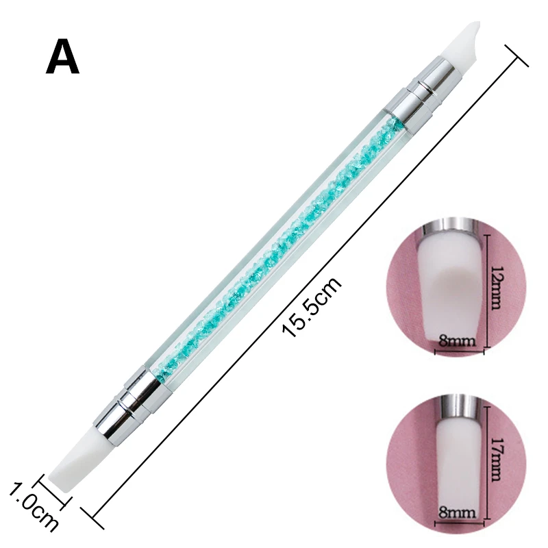 Двусторонняя кисть со стразами и кристаллами для дизайна ногтей ручка