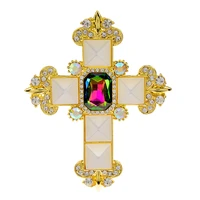 cindy xiang rhinestone cross brooches for women baroque style pin 2 colors available royal pin coat jewelry winter accessories