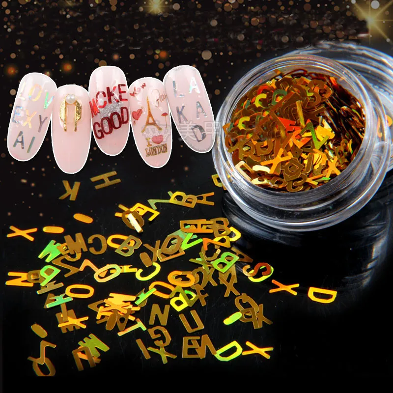 Ультратонкие Блестки для ногтей в форме букв 4 мм блестки лазерные экологически
