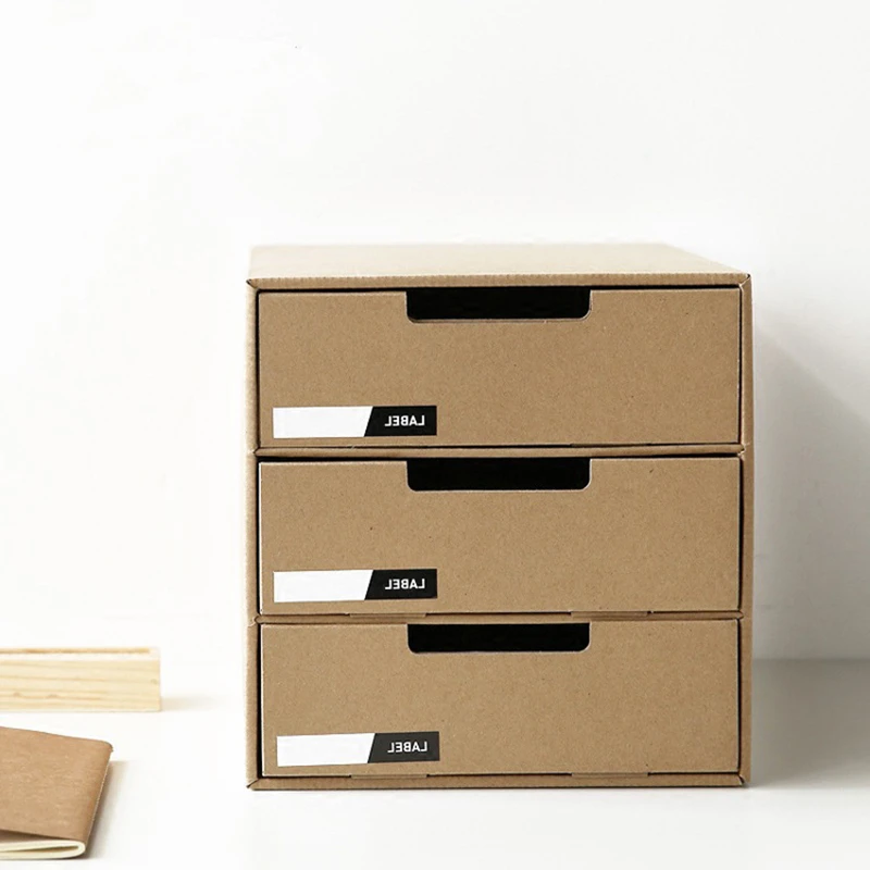 3-уровневая картонная настольная офисная канцелярская коробка для хранения
