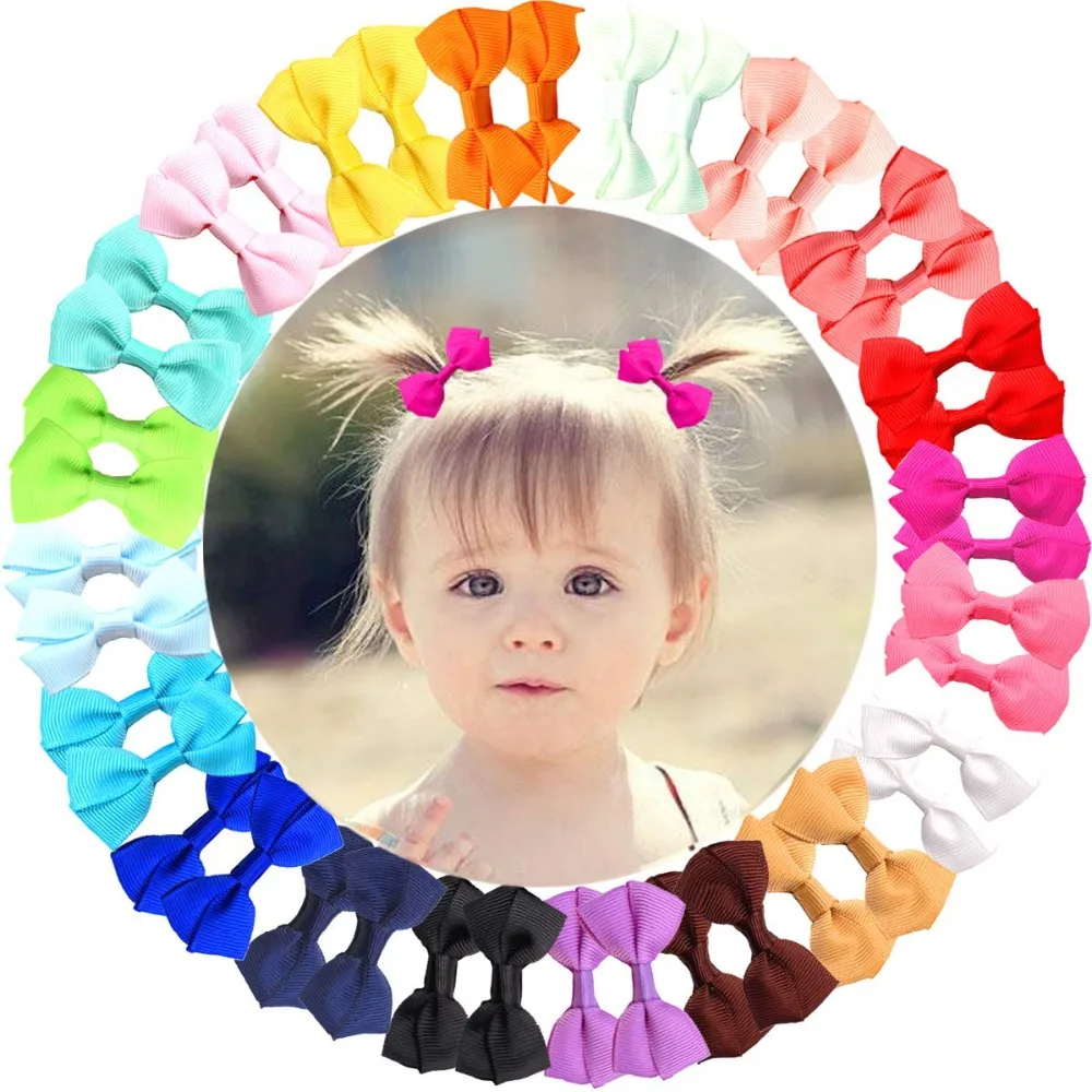 

40PCS Tiny Baby Girls Hair Bows 2 Inch Grosgrain Ribbon Bows With Alligator Hair Clips Hair Barrettes for Toddlers Kids