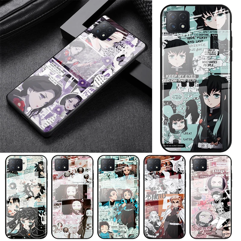 

Tempered Glass Cover Kimetsu No Yaiba Demon Anime For OPPO A9 2020 A52 Find X2 Lite Realme 7 7i 6 5 Pro C3 XT Phone Case