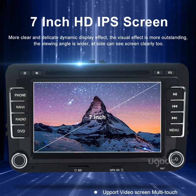 Автомобильный мультимедийный плеер Ugode с GPS-навигацией 7-дюймовым экраном Bluetooth ОС