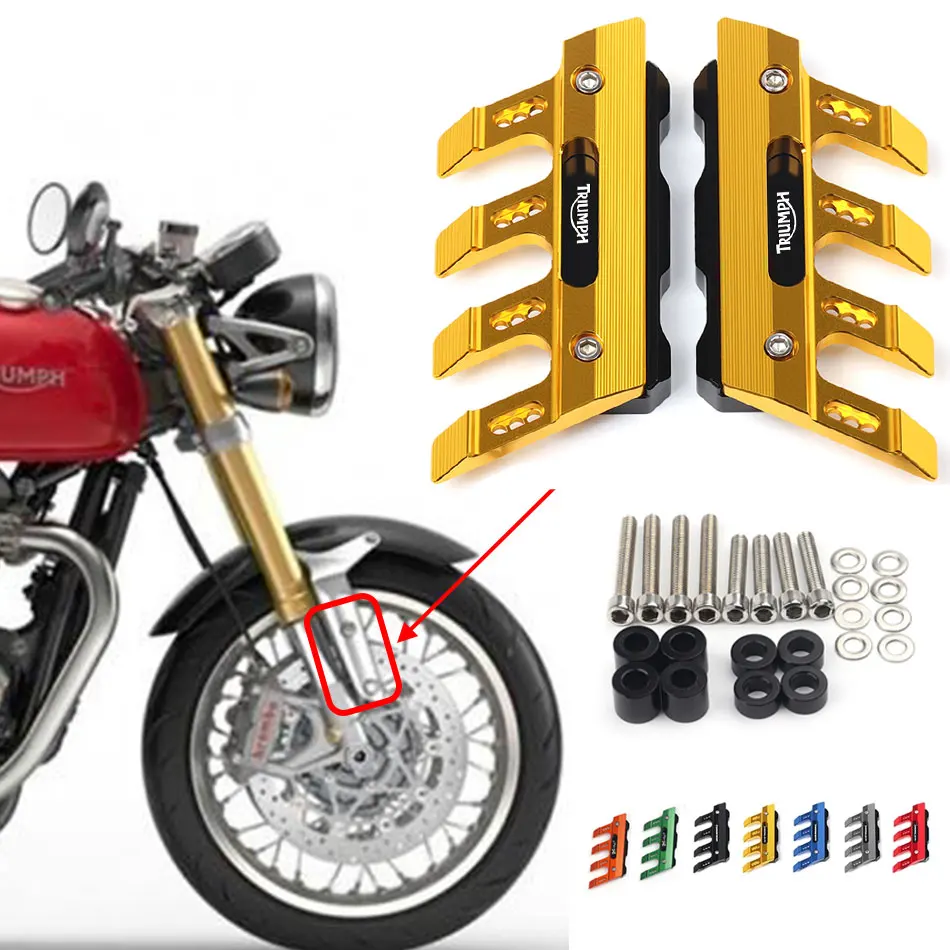 

With Logo For Triumph THRUXTON R Motorcycle CNC Accessories Mudguard Side Protection Block Front Fender Anti-Fall Slider