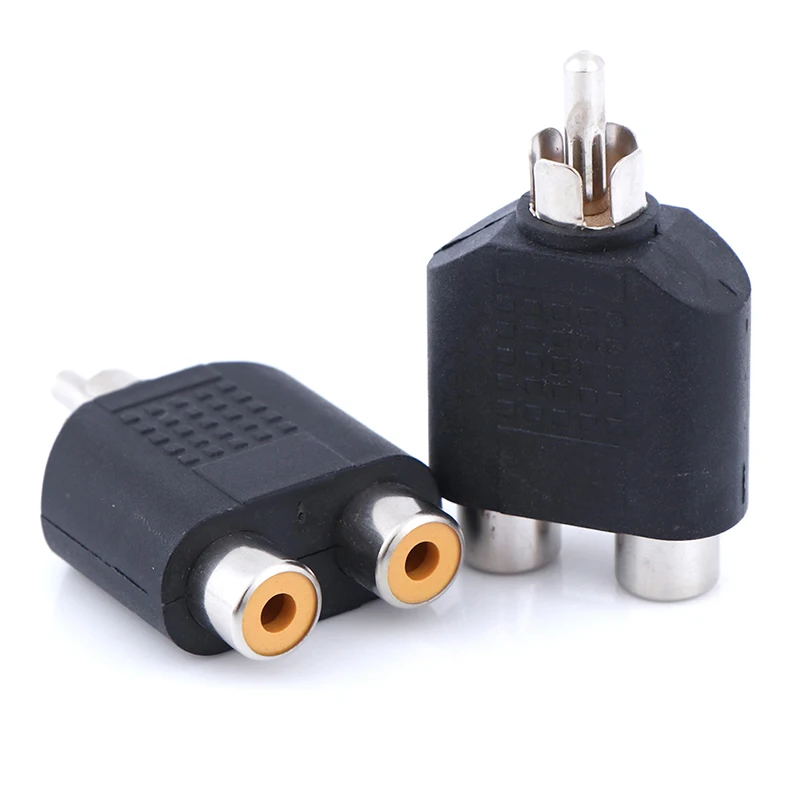 1Pc RCA Y Splitter AV Audio Video Plug Converter 1 Male to 2 Female Adapter Kit