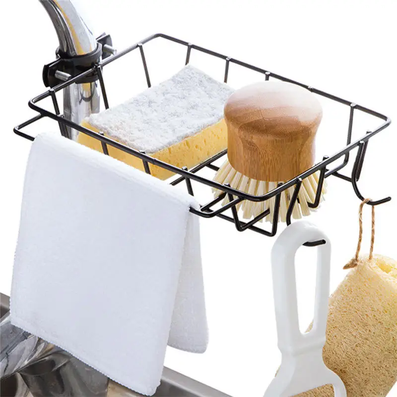

Sponge Holder For Kitchen Bathroom Sink Around Faucet Sponge Drain Shelf Dishcloth Rack Multifunction Storage Accessories