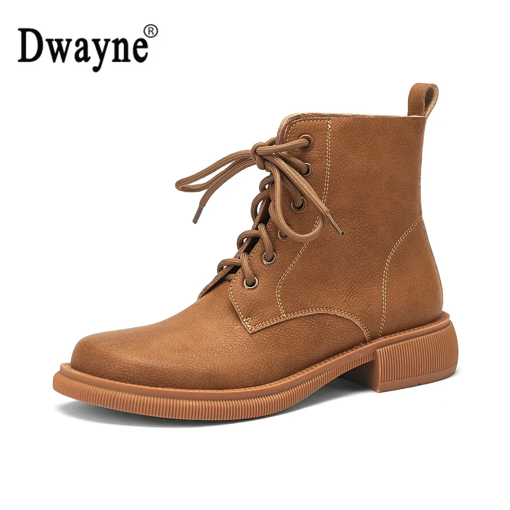 

Женские ботильоны ручной работы Dwayne из спилка и телячьей кожи, подкладка из свиной шкуры и стелька на массивном каблуке, ботинки мартинсы из...