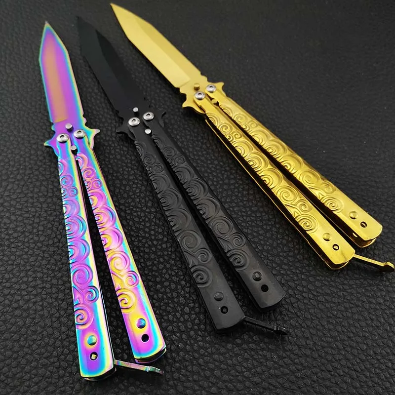 

Training Butterfly in Knife Stainless Steel Knife Folding Blade Balisong CS GO Tactical Knife No Edge Dull Tool