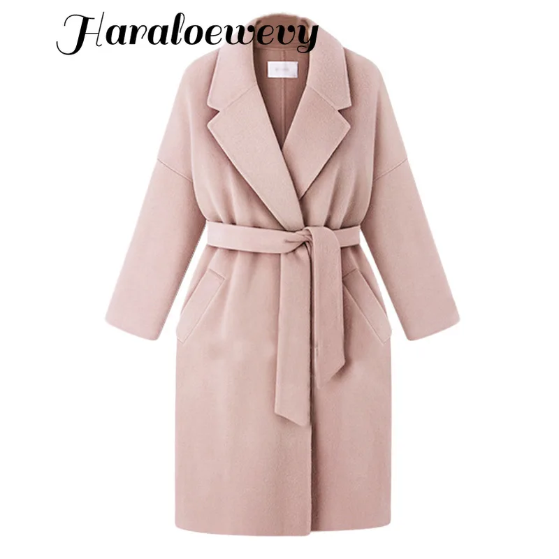 Модное повседневное длинное шерстяное пальто одноцветное свободное и куртка с