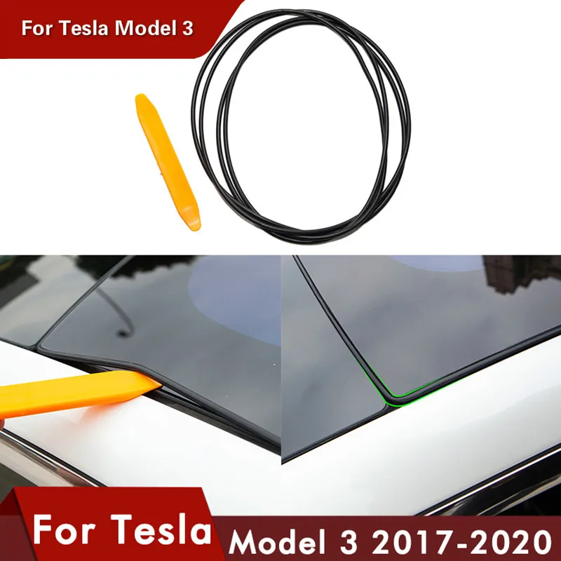 

1 Set Model 3 Car wind Noise Reduction Kit Quiet Seal Kit For Tesla Model 3 Accessories Skylight glass sealing strip three 2020