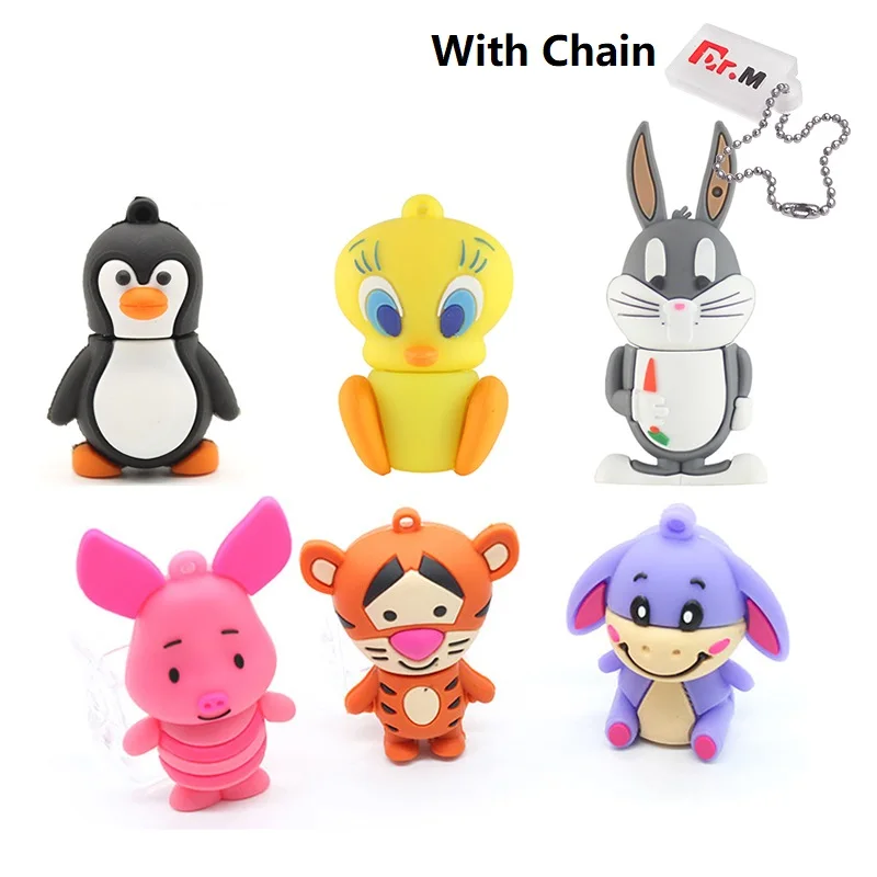 Милые Мультяшные USB флеш-накопители, 32 ГБ, животные, свинья, кролик, флешка, 64 ГБ, реальная емкость, 4 ГБ, 8 ГБ, 16 ГБ, карта памяти, I флэш-диск, флешка