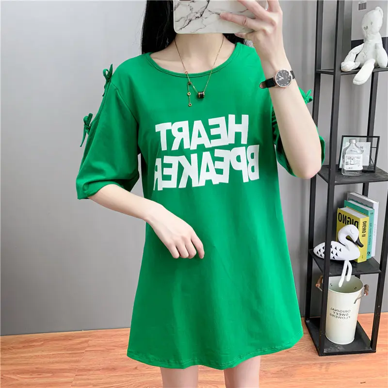 2021 novedad de verano de gran tamaño embarazada Vestido de manga corta de moda Casual cuello redondo ropa suelta E016