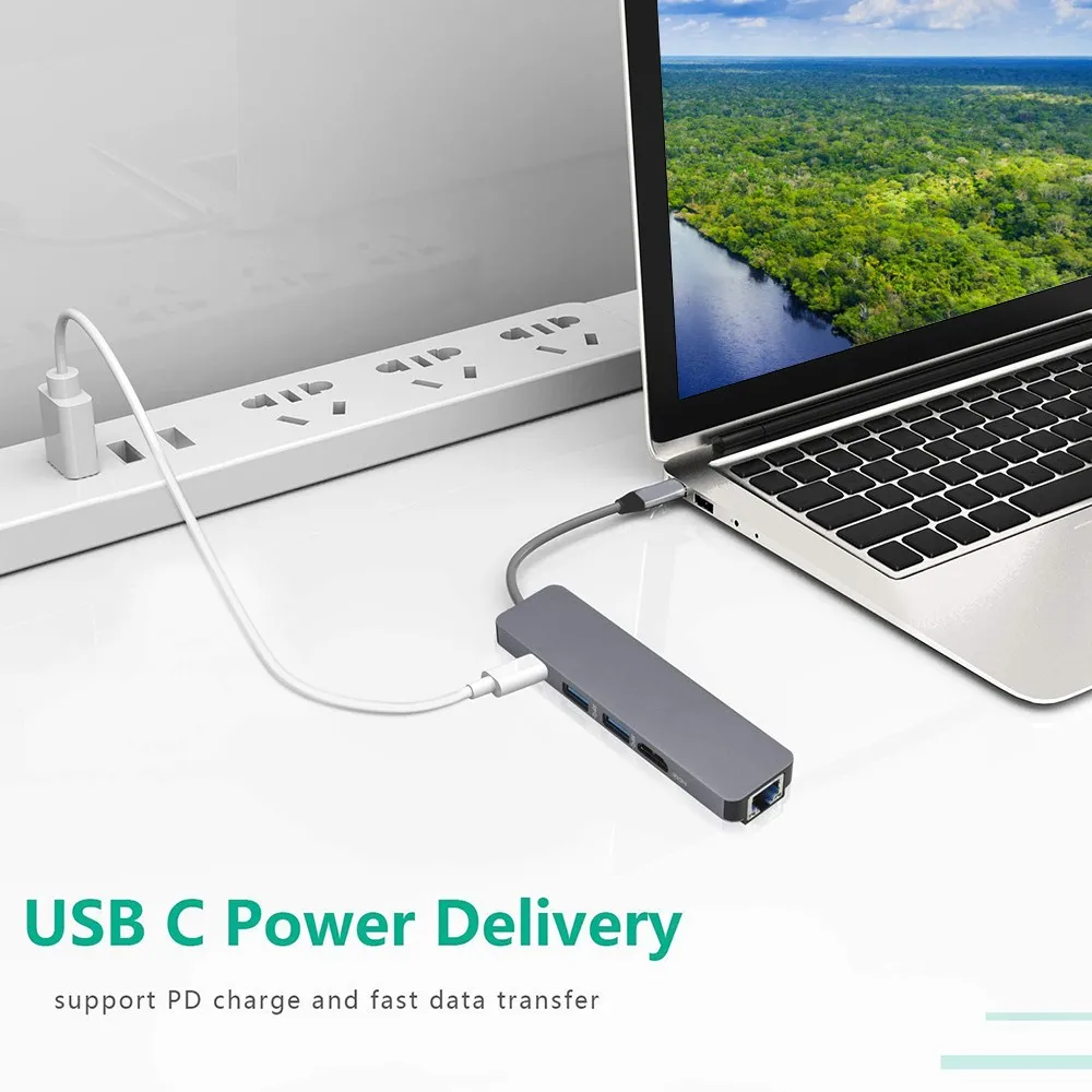 5 в 1 USB 3 0 концентратор C Мульти разветвитель HDMI порт адаптер док-станция для MacBook Pro