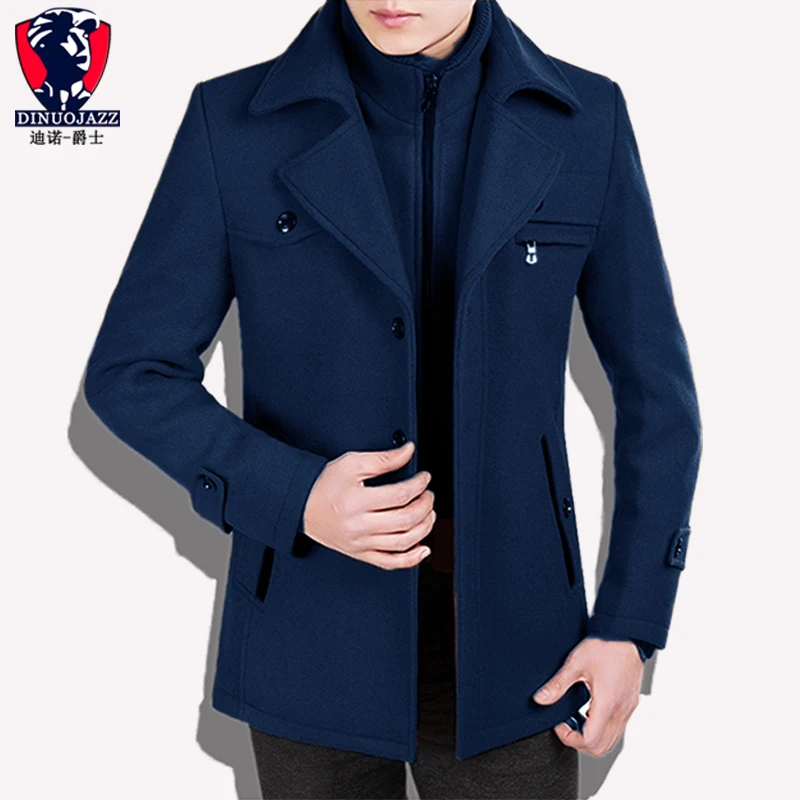 royal blue traverse Флисовая Куртка, мужское шерстяное пальто с карманами, зимнее кашемировое стоячий воротник, серый, черный, с отворотом, большой размер 4XL 5XL, мужское зимнее пальто - Цвет: royal blue traverse