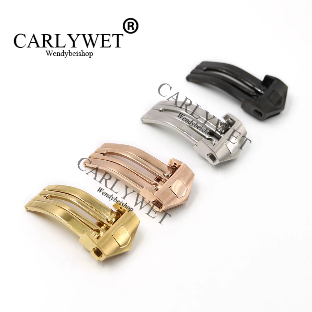 

CARLYWET 18mm Stainless Steel Watch Band Buckle Deployment Clasp For Less 2mm Rubber Leather Strap Belt For Tag Heuer