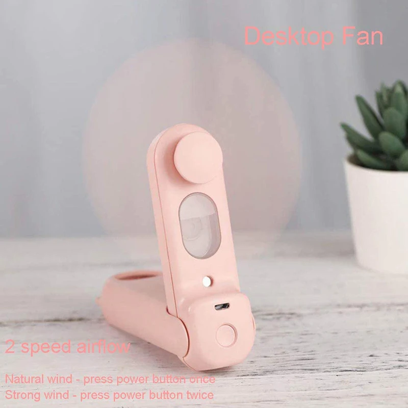 

Portable Handheld Misting Fan Small Personal Desk Fan USB Rechargeable for Home Office Outdoor (Pink)
