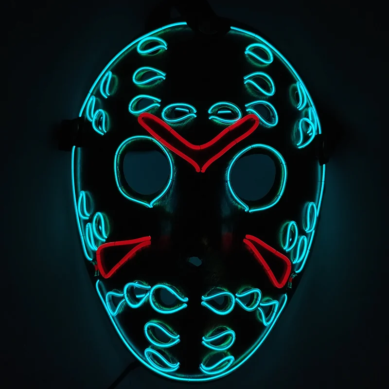 Маски американских киногероев для косплея: Джейсон Вурхиз, V из "V значит Вендетта", Черная Пантера, светящиеся в темноте LED для Хэллоуина и карнавала.