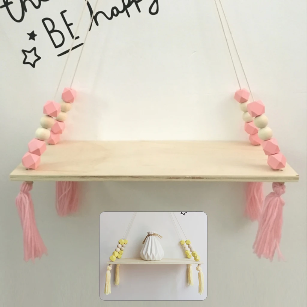 Скандинавская деревянная веревка с кисточками для хранения настенная подвесная