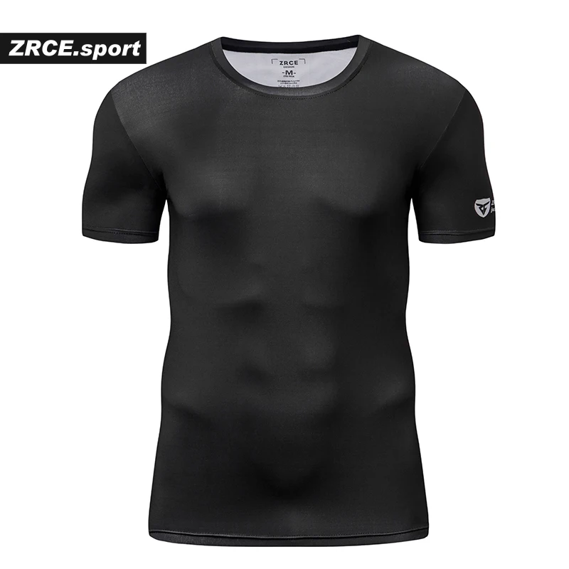 ZRCE мужские футболки для бега быстросохнущие Компрессионные спортивные занятий