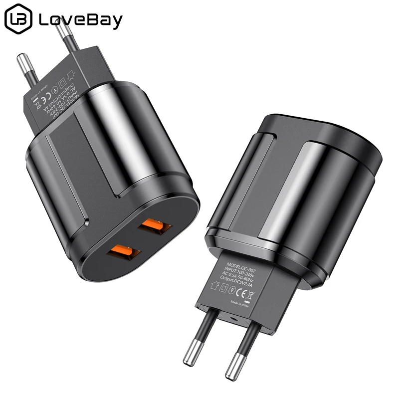 Штепсельная Вилка Lovebay EU/US 2 4 А макс. двойной USB адаптер для быстрой зарядки