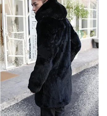 2019 плюс размер с капюшоном Толстая Chaqueta mujer Мужская Длинная черная норковая шубка