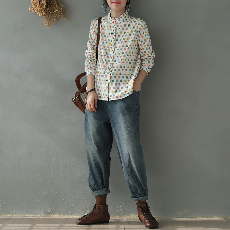 Весна 2020 джинсы с эластичной резинкой на талии свободные Ретро Женские