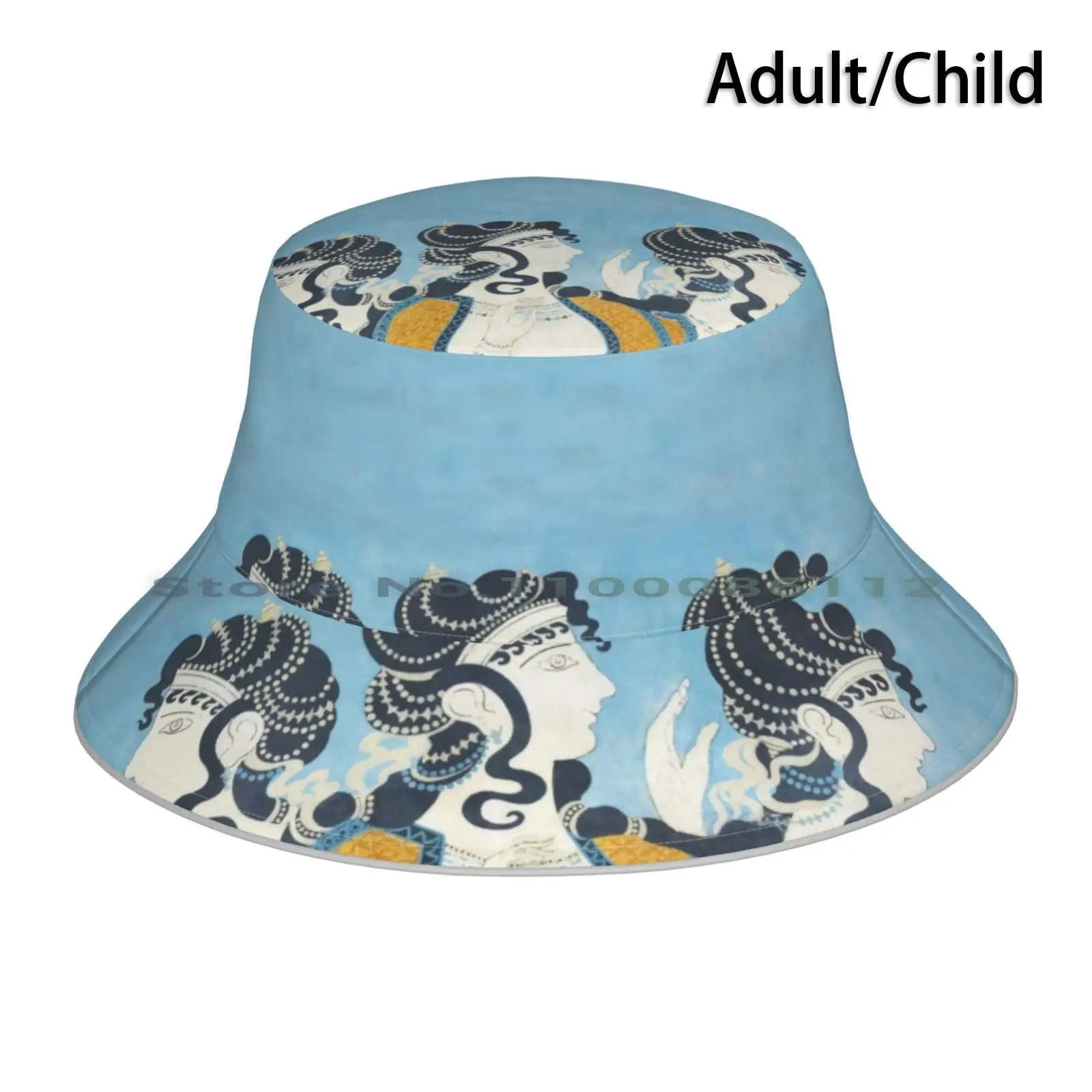 

Панама Minoan для женщин, шляпа от солнца, с фресками после Emile gillieron, синяя шапочка от солнца для женщин, фреза из шафрана, древняя греческая раскопка