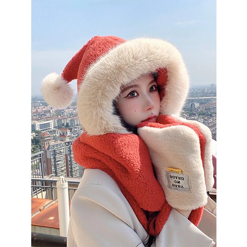 

Kawaii Ears Women Christmas Hat Adults Girl Winter Thicken Gift Christmas Hat Warm Cute Cotton Czapki Swiateczne Festive TZSDM