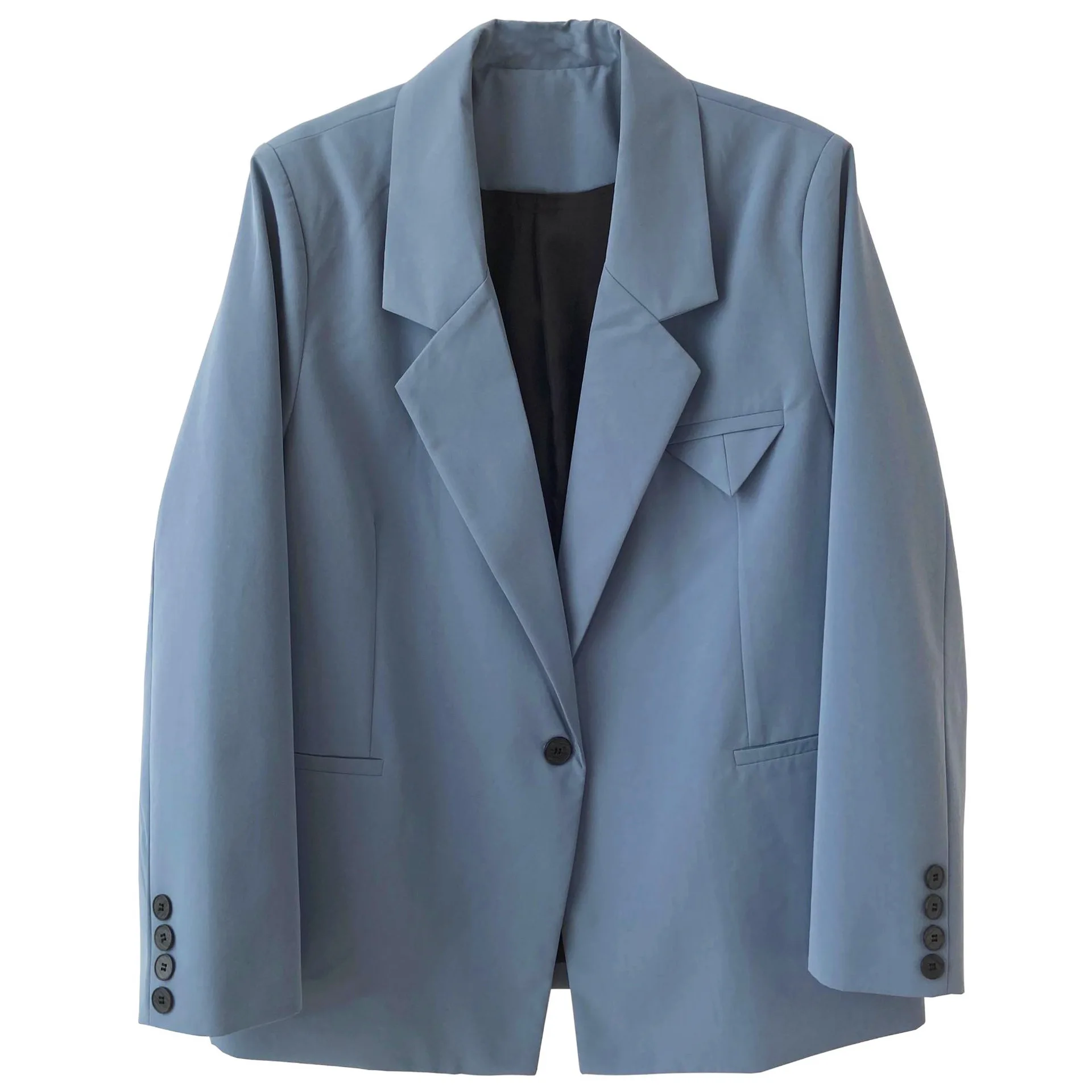 

Yeeloca Autumn Advanced Design One-button Blazers Women's Notched Office Lady Suit Coat Korean Blue Black Elegant Loose Blazers