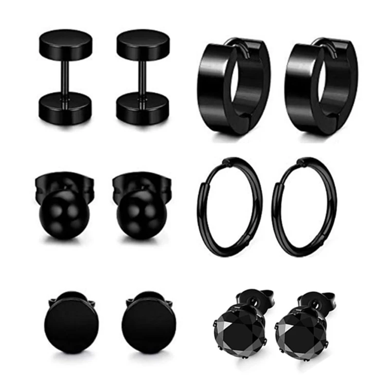 

12Pcs/set Stainless Steel Ear Studs Unisex Screw Barbell Piercing Earrings Ear Ring for Women Men Jewelry Decoration