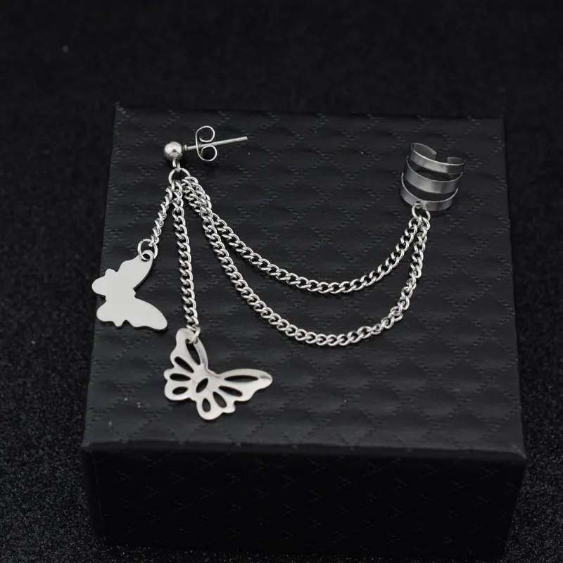 KPOP Butterfly Bangtan Boys Album JIMIN star серьги-гвоздики модные ювелирные изделия из нержавеющей стали двойные пирсинг серьги звезда Луна ювелирные изделия