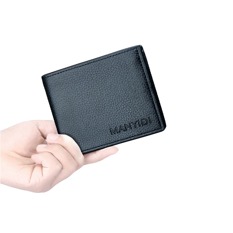 Мужской кошелек из искусственной кожи с узором Личи трехслойный бумажник