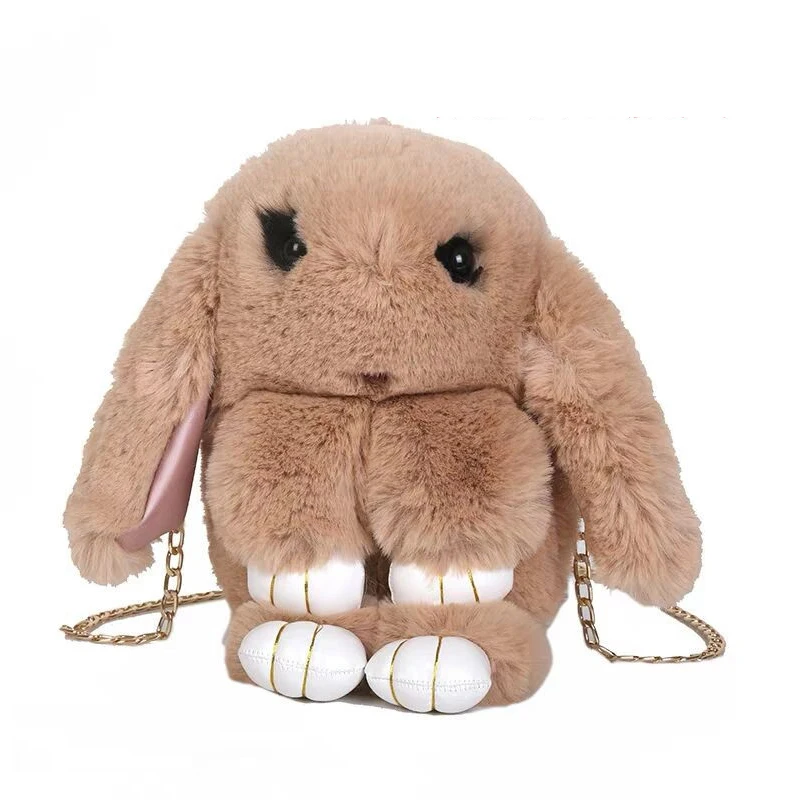 35 см милый пушистый кролик Мех помпоны цепи сумка женская мультфильм Слинг Сумка