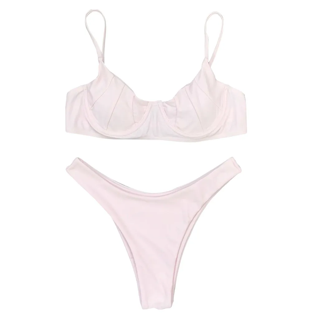

Women Sexy Push-Up Padded Bra Swimsuit Beach High Leg Cut Bikini Set Swimwear Two Piece Female Biquini Bathing Suit Beachwear