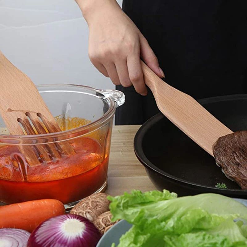 

5Pcs Wooden Spurtles Kitchen Tools Set, Cooking Utensils Non Stick Kitchen Utensil Set, Slotted Spatula Sets for Cooking