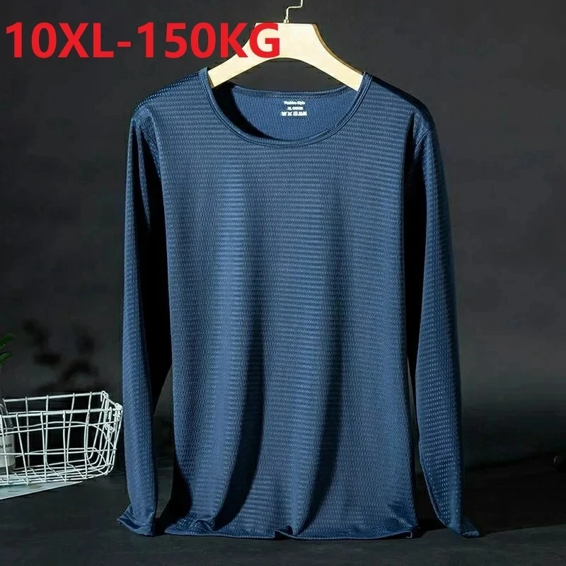 

summer autumn Men sports Quick dry tshirts long sleeve hole Breathable out door tees large size 7XL 8XL 9XL 10XL tops elasticity