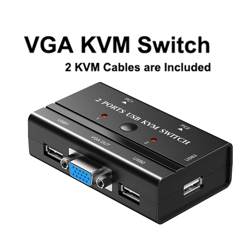 

MT-260KL 2 порта квм переключатель ручная кнопка 1080P USB VGA KVM переключатель для 2 ПК поделиться монитором клавиатуры мыши принтера