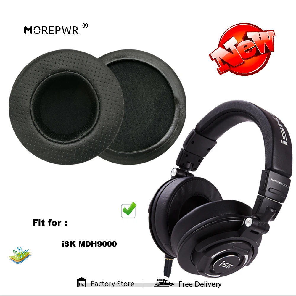 

Morepwr New Upgrade Replacement Ear Pads for iSK MDH9000 Headset Parts Leather Cushion Velvet Earmuff