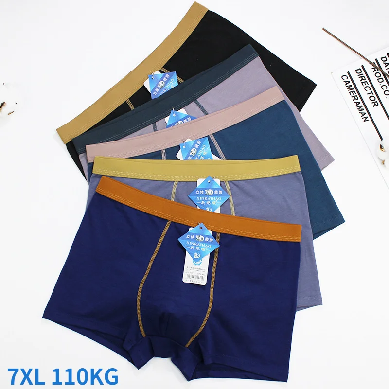 5 pcs Boxer Mens Underwear Men Cotton Underpants Male Pure Men Panties Shorts Underwear Boxer Shorts Cotton Solid 6XL 7XL