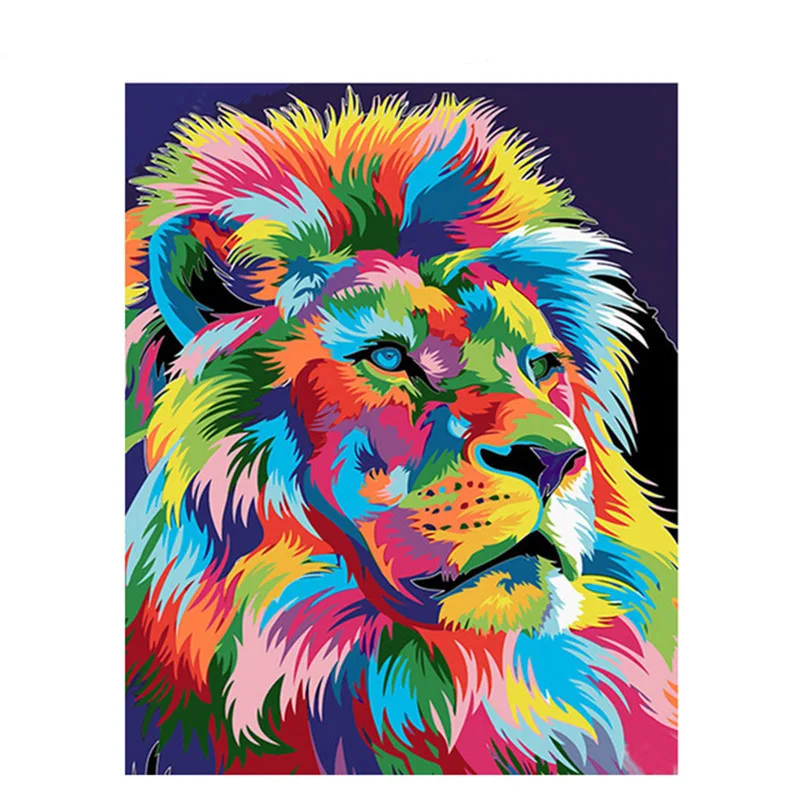 

Painting By Number Lion Oil Picture DIY Kits For Adults HandPainted Coloring Drawing Acrylic Paint By Number Home Decor Wall Art