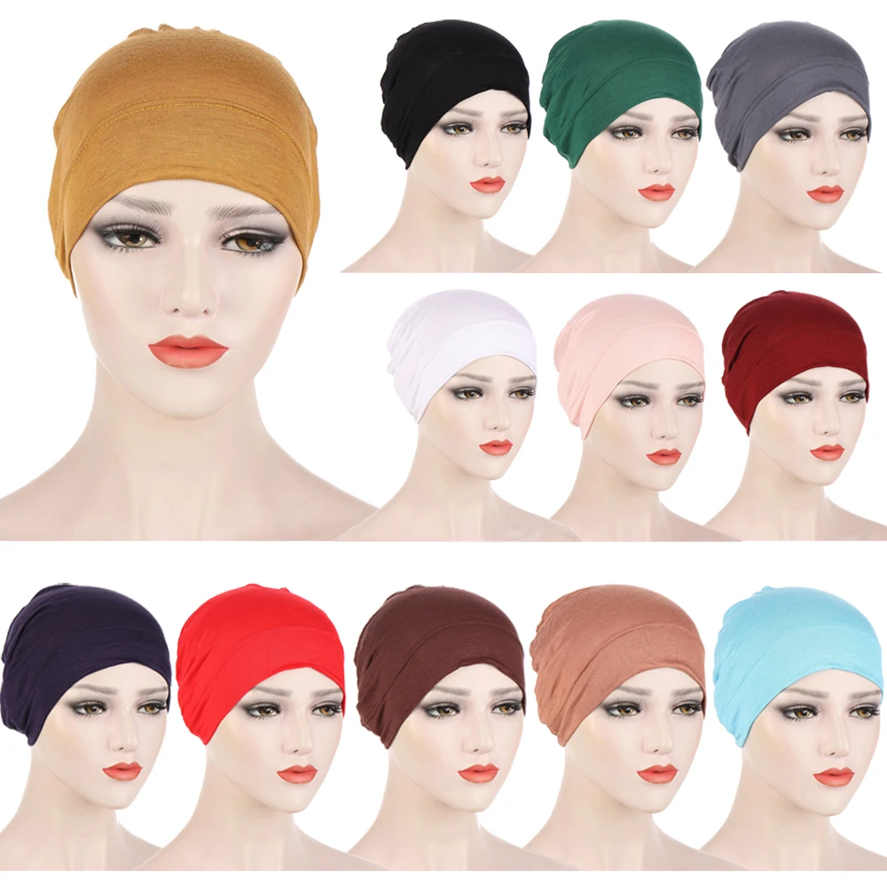 

Women Cotton Under Scarf Cap Stretch Turban Femme Musulman Ready to wear Hijab Cap Female Headscarf Bonnet Muslim Inner Hijabs