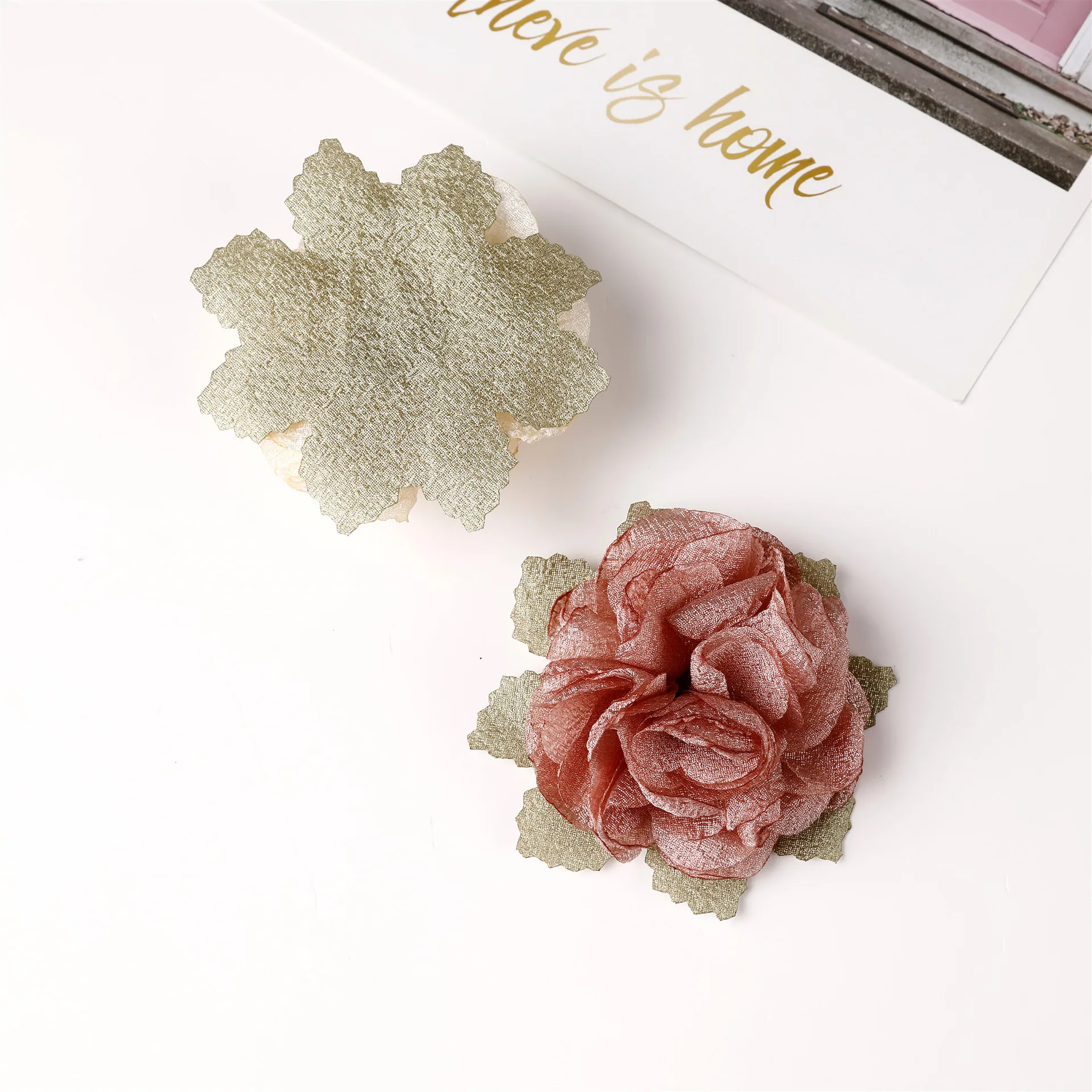 20 шт./лот жгучие шелковые шифоновые ткани розы листья цветы для девушки ободок