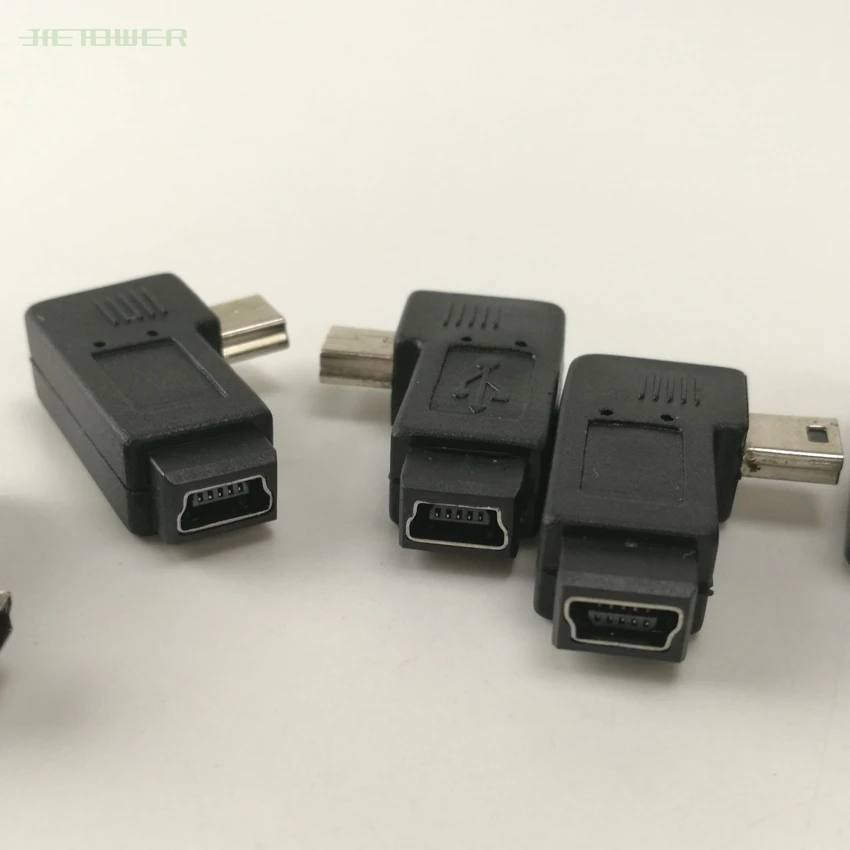 200pcs/lot Mini USB Elbow Male To Female 90 Degree Adapter Left Angle Mini USB 5pin Extended Adapter