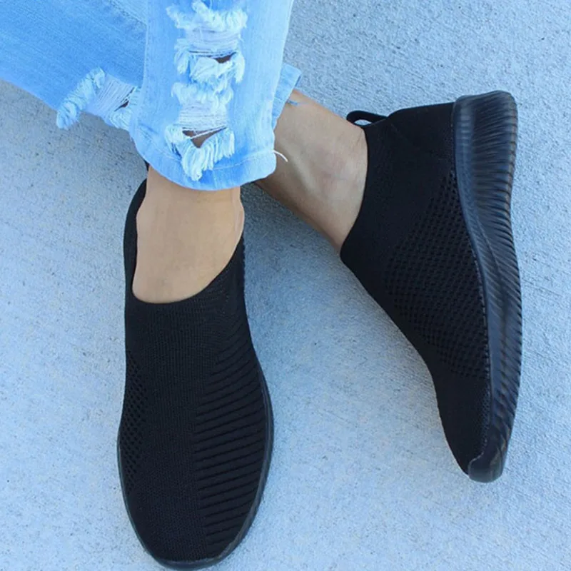 

Sports Shoes Soft Flying Woven Vulcanized Shoes Casual One-step Flat-bottom Women's Shoes 2022 Fall New Style