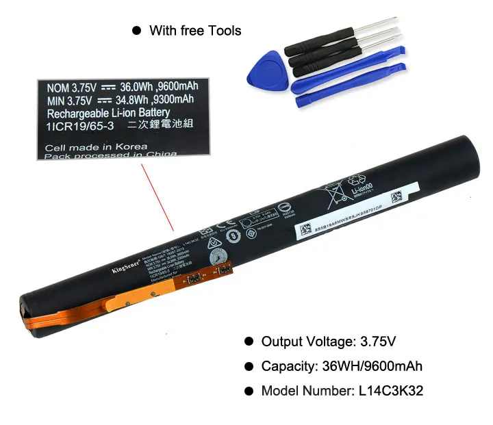 Аккумулятор 3 75 в 9600 мАч KingSener L14C3K32 для Lenovo YOGA Tablet 2 Pro-1380F 1380 YT2-1380 Yoga 11-TTH L14D3K32