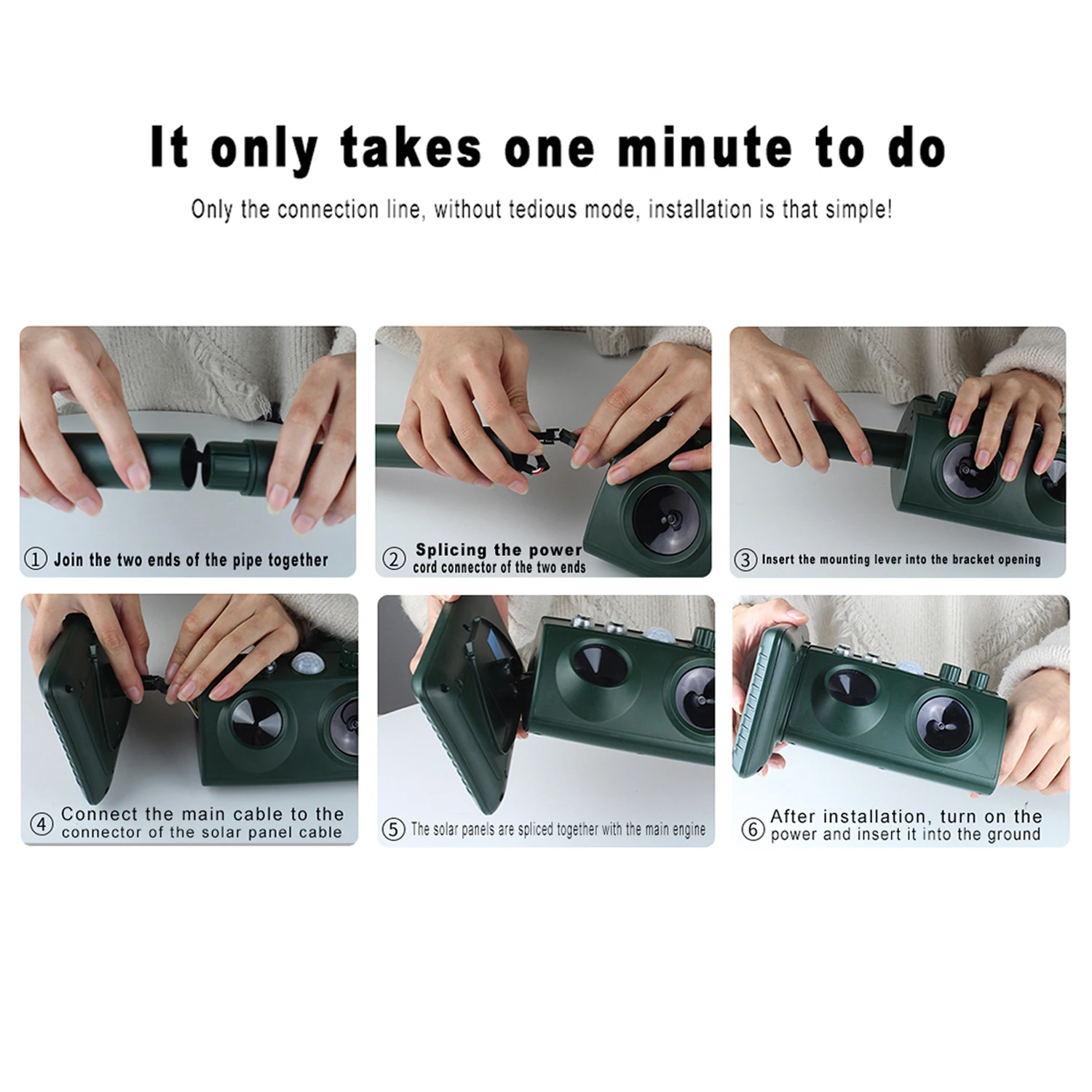 

Solar Ultrasonic Animal Repeller with Motion SensorWaterproof Outdoor Electronic Deterrent for Rabbit Squirrel