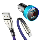 Автомобильное зарядное устройство для Xiaomi Mi Poco M3 X3 NFC F3 F2 Pro Redmi Note 9T 10 9 S 8T 8 Pro 3,1a, двойной USB 5A, быстрая зарядка Type-c, USB-кабель